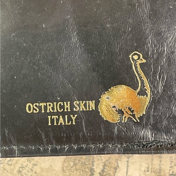 Vintage Wallet in Real Ostrich Skin  Italian Handmade Luxury High Quality - Picture 5 of 8